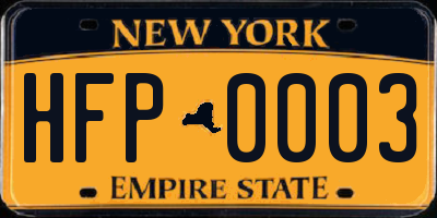 NY license plate HFP0003
