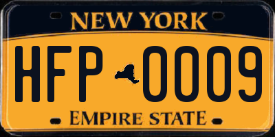 NY license plate HFP0009