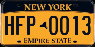 NY license plate HFP0013