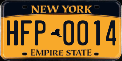NY license plate HFP0014