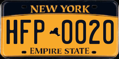 NY license plate HFP0020