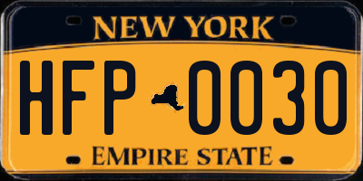 NY license plate HFP0030