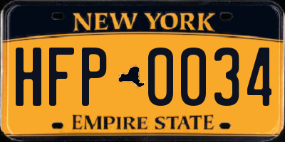NY license plate HFP0034