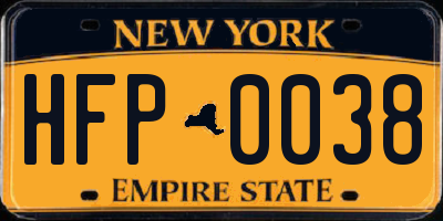 NY license plate HFP0038