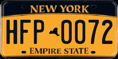 NY license plate HFP0072