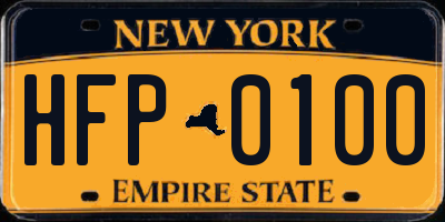 NY license plate HFP0100