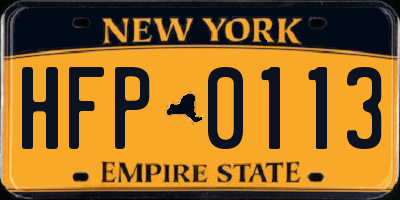 NY license plate HFP0113