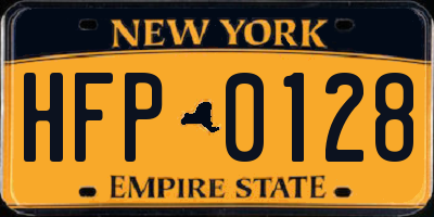 NY license plate HFP0128
