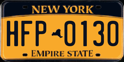 NY license plate HFP0130