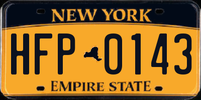 NY license plate HFP0143