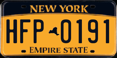 NY license plate HFP0191