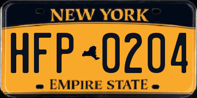 NY license plate HFP0204