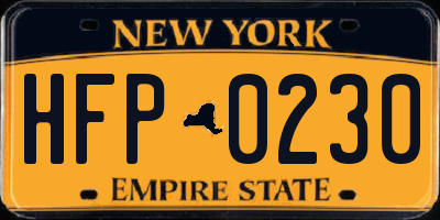 NY license plate HFP0230