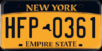 NY license plate HFP0361
