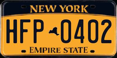 NY license plate HFP0402
