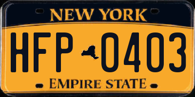 NY license plate HFP0403
