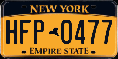 NY license plate HFP0477