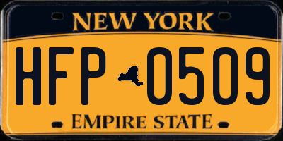 NY license plate HFP0509