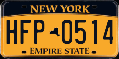 NY license plate HFP0514