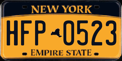 NY license plate HFP0523