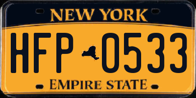NY license plate HFP0533