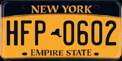 NY license plate HFP0602