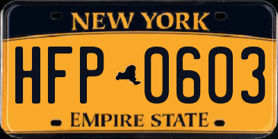 NY license plate HFP0603