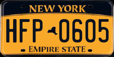 NY license plate HFP0605