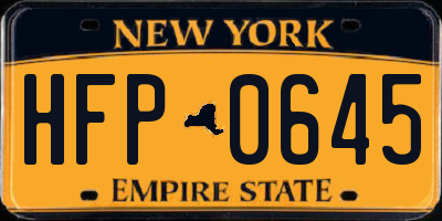 NY license plate HFP0645