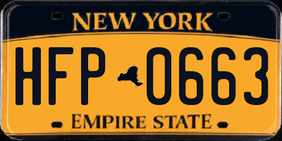 NY license plate HFP0663