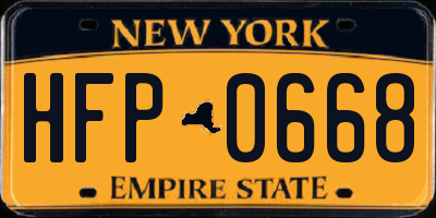 NY license plate HFP0668