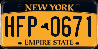 NY license plate HFP0671