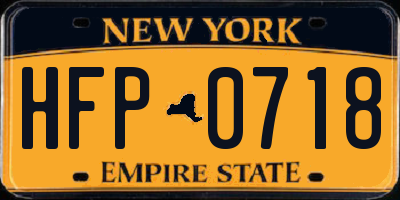 NY license plate HFP0718