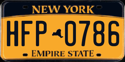 NY license plate HFP0786