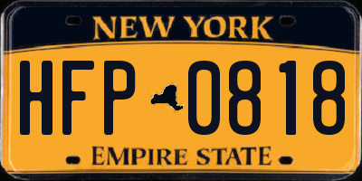 NY license plate HFP0818