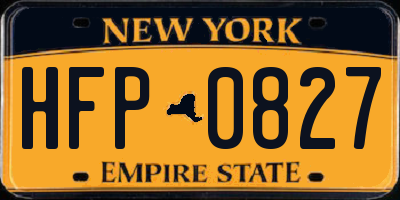 NY license plate HFP0827