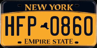 NY license plate HFP0860