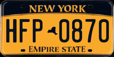NY license plate HFP0870
