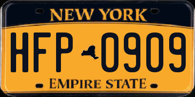 NY license plate HFP0909