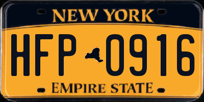 NY license plate HFP0916