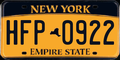NY license plate HFP0922
