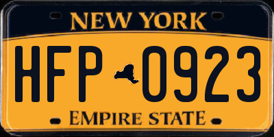 NY license plate HFP0923