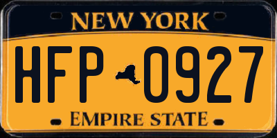NY license plate HFP0927