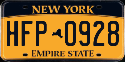 NY license plate HFP0928