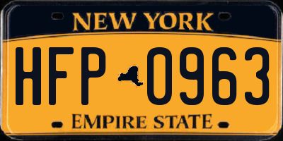 NY license plate HFP0963