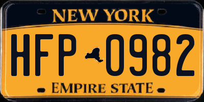 NY license plate HFP0982
