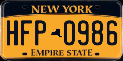NY license plate HFP0986
