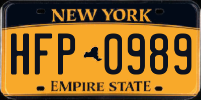 NY license plate HFP0989