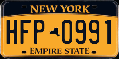 NY license plate HFP0991