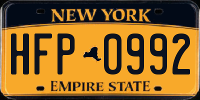 NY license plate HFP0992